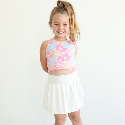 Kids Athletic Pleated Skirt | White