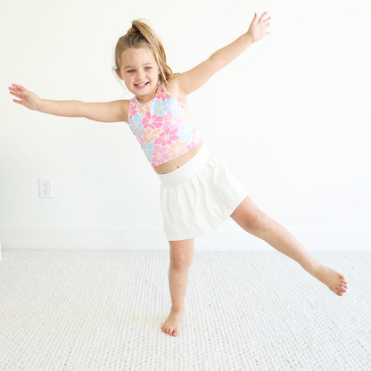 Kids Athletic Pleated Skirt | White