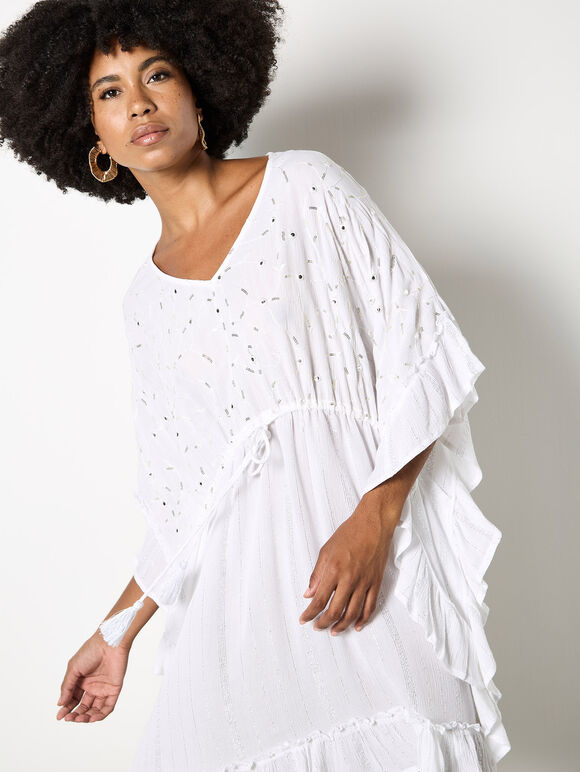 Sequin Woven Kaftan Mini Dress