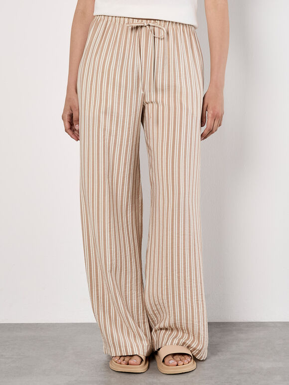 Wide Leg Stripe Trousers