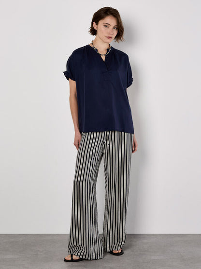 Wide Leg Stripe Trousers