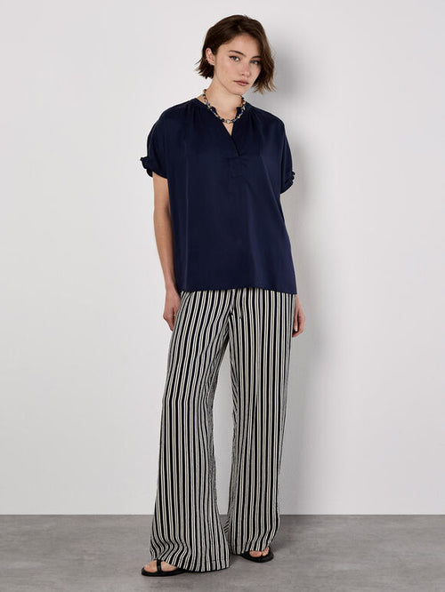 Wide Leg Stripe Trousers