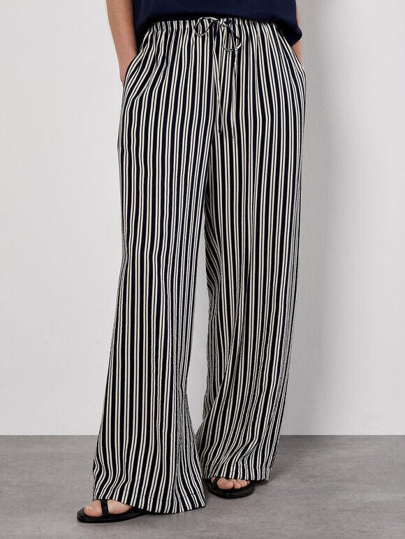 Wide Leg Stripe Trousers