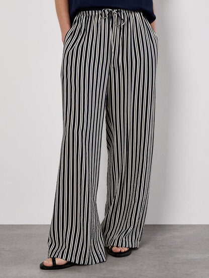 Wide Leg Stripe Trousers