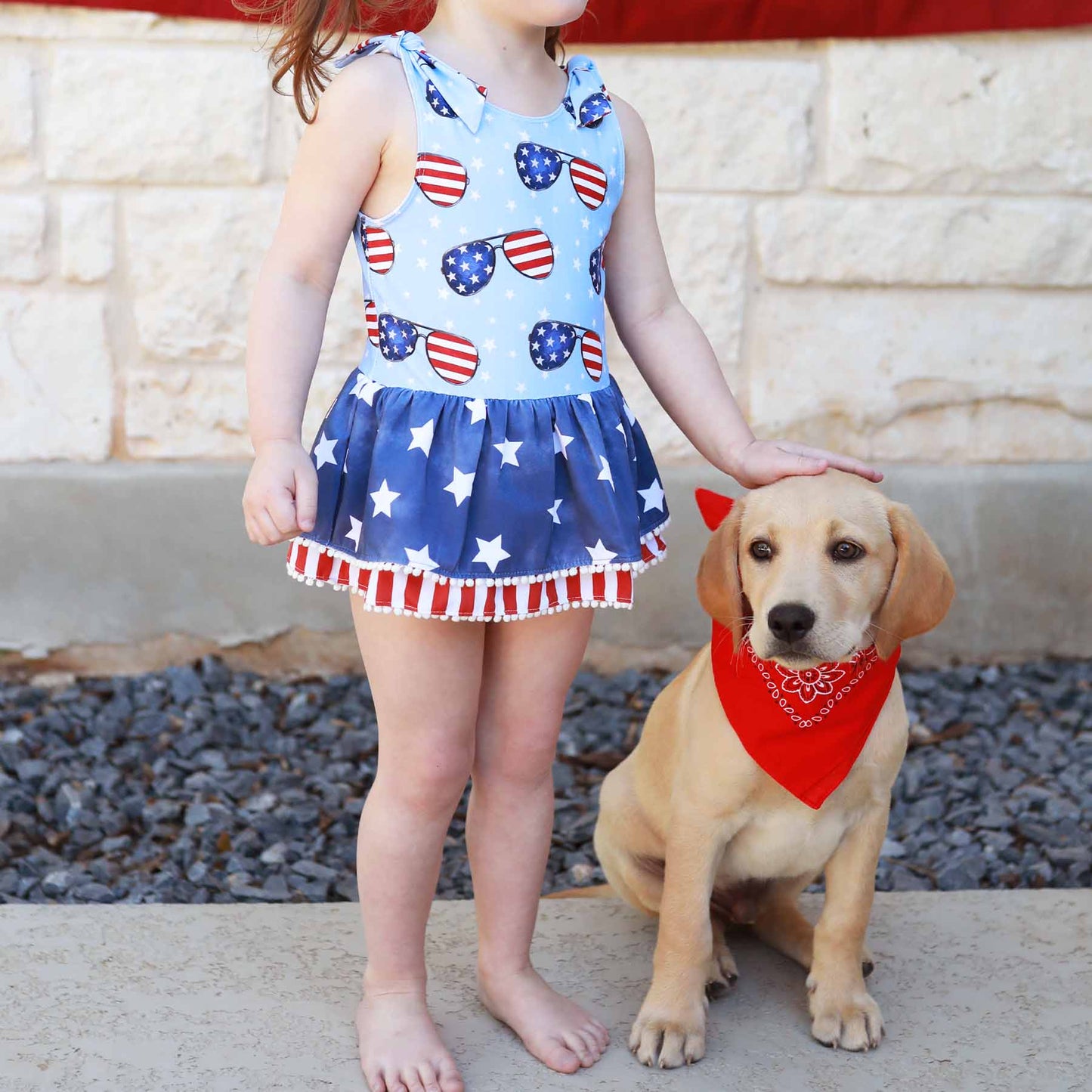 Tiered Skirt with White Pom Trim
