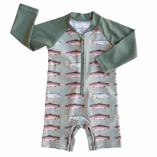 Long Sleeve Rash Guard Swim Romper Shortie