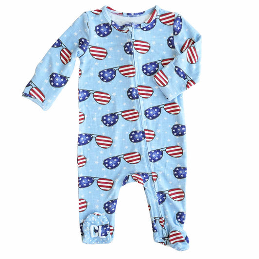 Patriotic Summer Zipper Footie