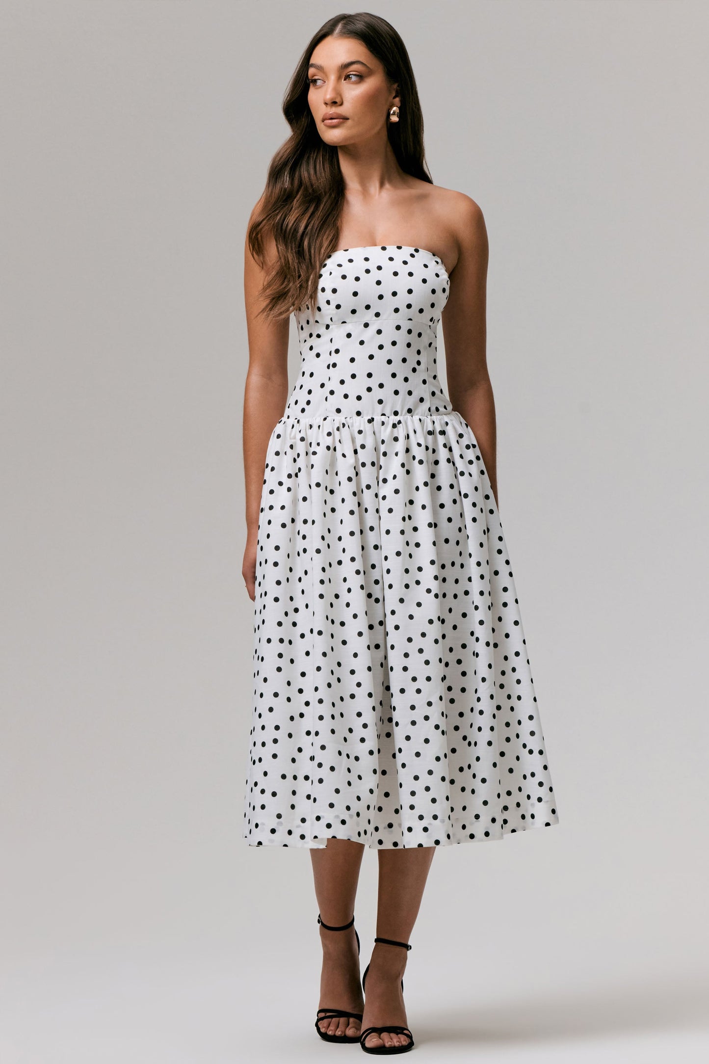 Polka Dot Bandeau Midi Dress
