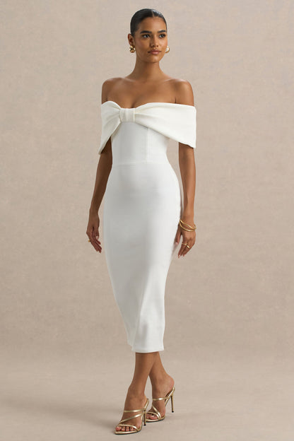 White Bow Midi Dress