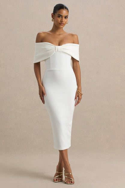 White Bow Midi Dress