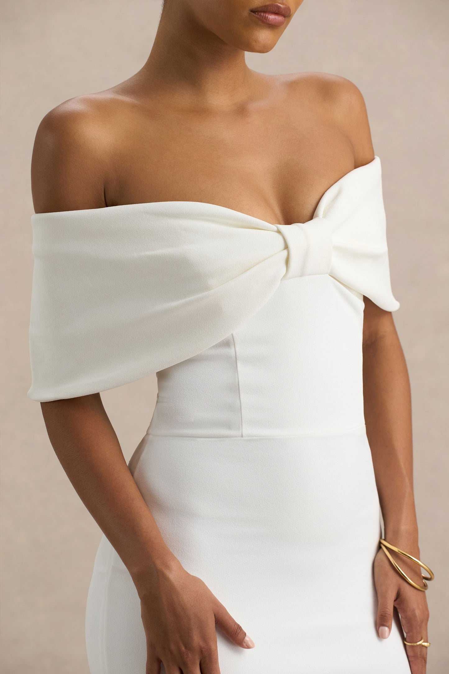 White Bow Midi Dress