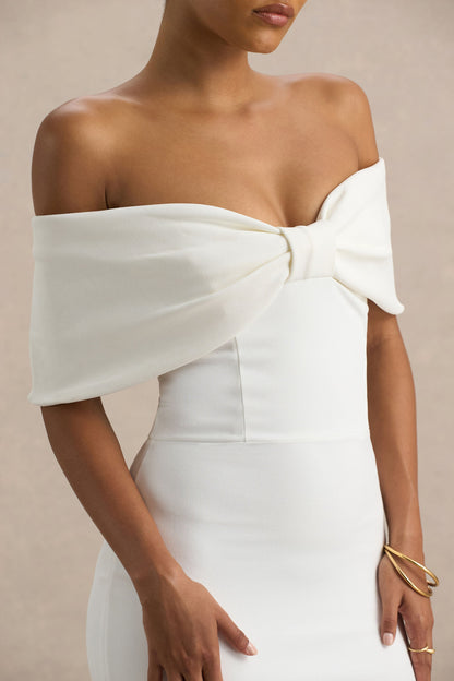 White Bow Midi Dress