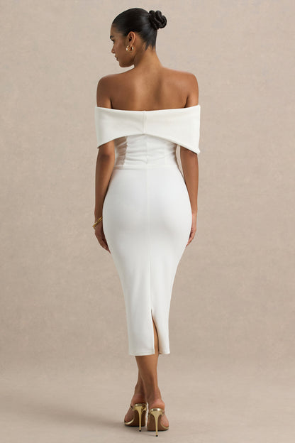 White Bow Midi Dress