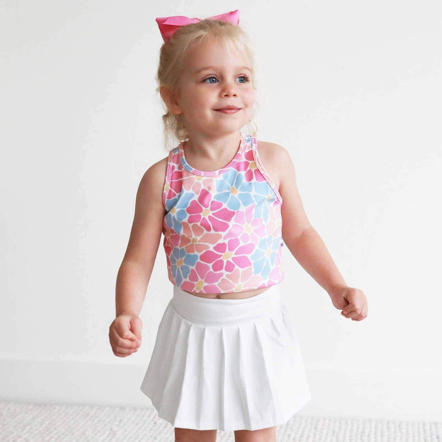 Kids Athletic Pleated Skirt | White