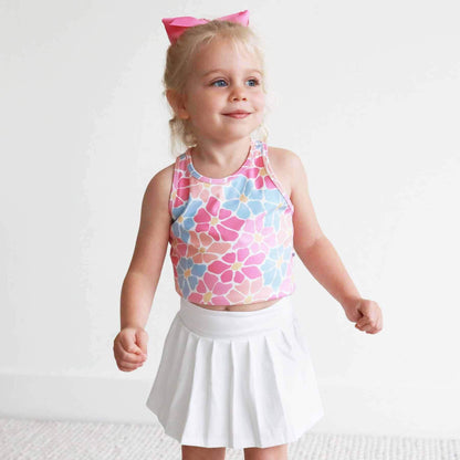 Kids Athletic Pleated Skirt | White